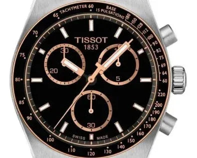 Tissot PR516 Chronograph Black Dial Two Tone Steel Strap Watch for Men - T149.417.22.051.01