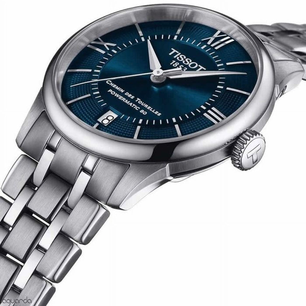 Tissot Chemin Des Tourelles Powermatic 80 Blue Dial Silver Steel Strap Watch for Men - T139.407.11.048.00
