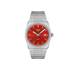 Tissot PRX Quartz Red Dial Silver Steel Strap Watch for Men - T137.410.11.421.00