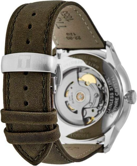 Tissot Chemin des Tourelles Automatic Powermatic 80 Ivory Dial Green Leather Strap Watch for Men - T139.407.16.261.00