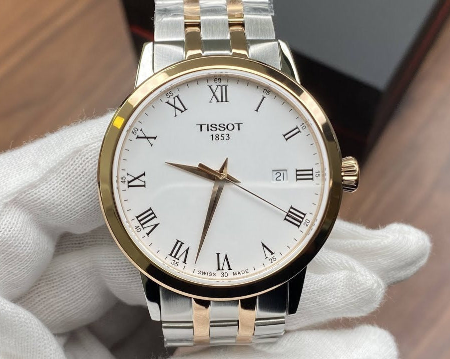 Tissot T Classic Dream Quartz White Dial Two Tone Steel Strap Watch for Men - T129.410.22.013.00