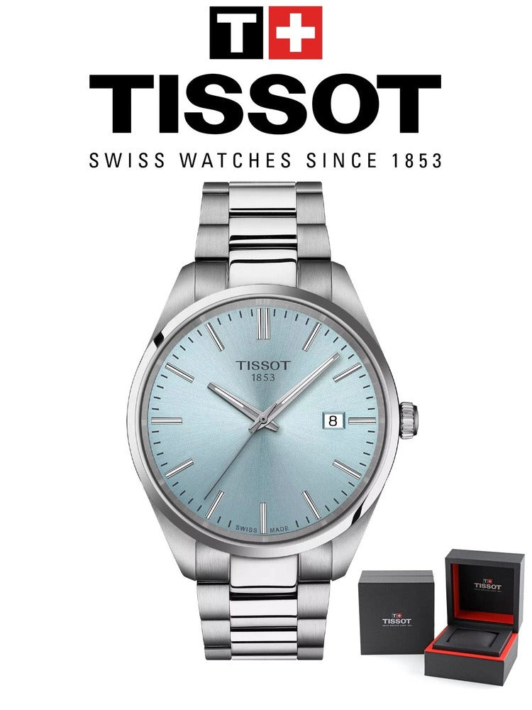 Tissot PR 100 Ice Blue Dial Silver Steel Strap Watch for Men - T150.410.11.351.00