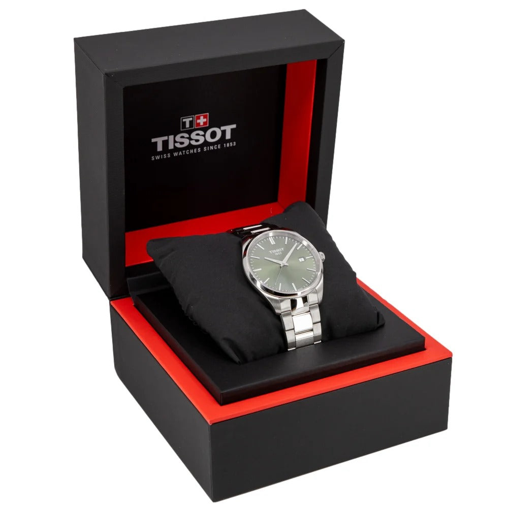 Tissot PR 100 Green Dial Silver Steel Strap Watch for Men - T150.410.11.091.00