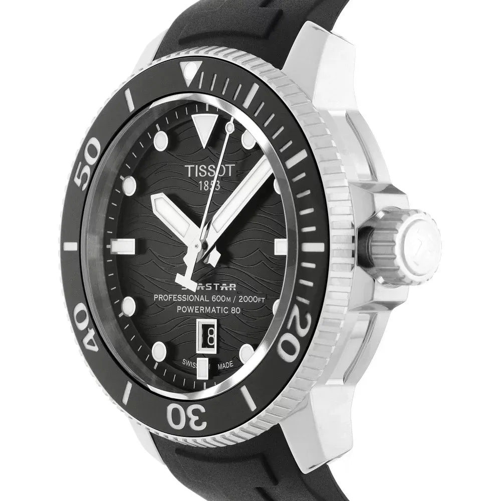 Tissot Seastar 2000 Professional Powermatic 80 Black Dial Black Rubber Strap Watch for Men - T120.607.17.441.00