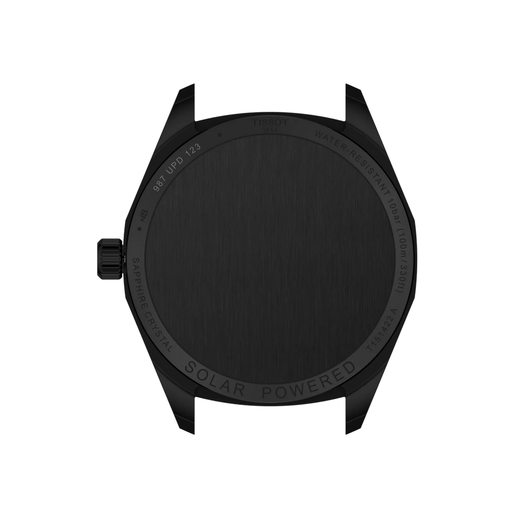 Tissot PRC 100 Solar Quartz Black Dial Black Leather Strap Watch for Men - T151.422.36.051.00