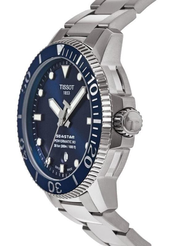 Tissot Seastar 1000 Powermatic 80 Blue Dial Silver Steel Strap Watch for Men - T120.407.11.041.03