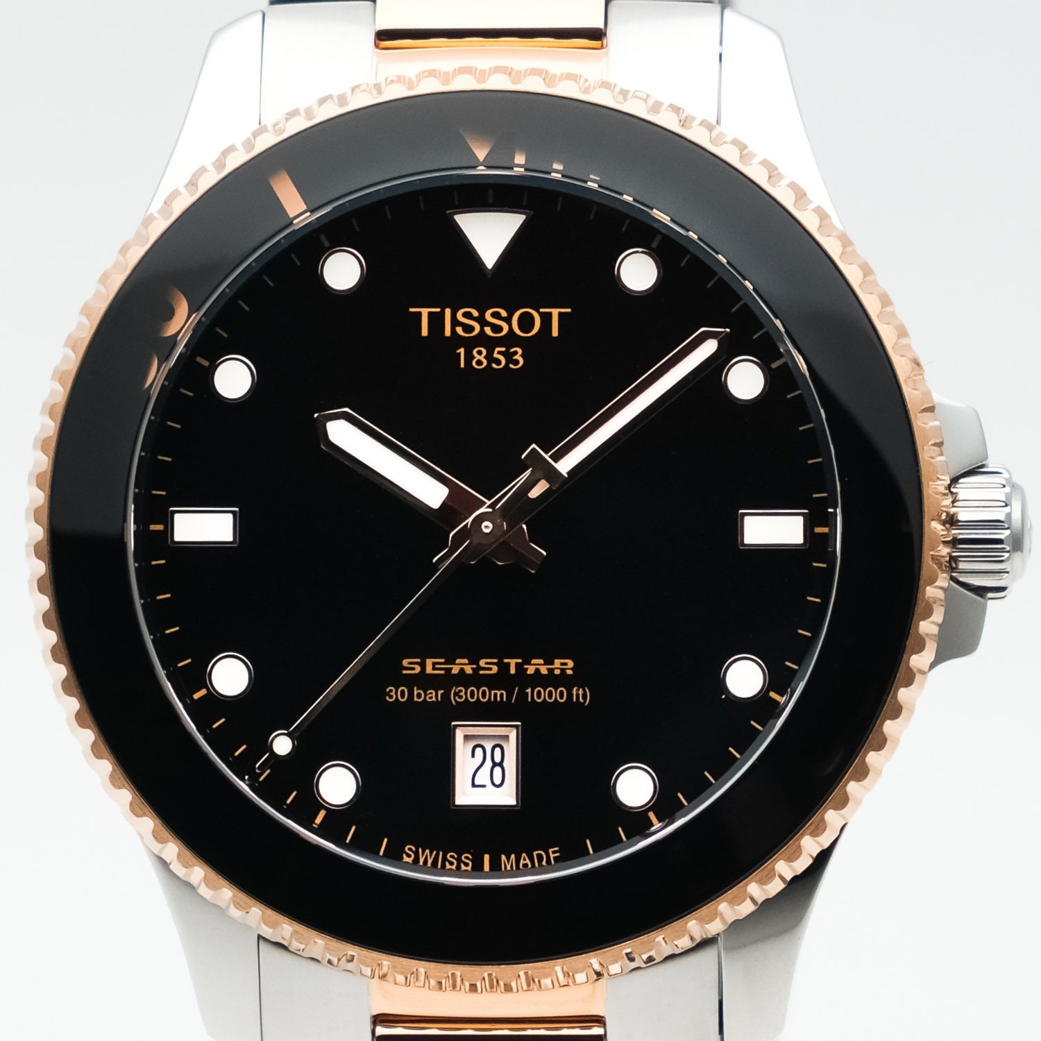 Tissot Seastar 1000 Quartz Black Dial Two Tone Steel Strap Watch for Men - T120.410.22.051.01