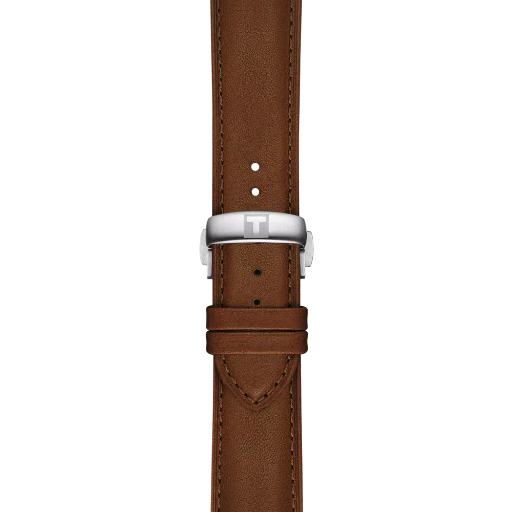 Tissot Chemin des Tourelles Automatic Powermatic 80 Blue Dial Brown Leather Strap Watch for Men - T139.407.16.041.00
