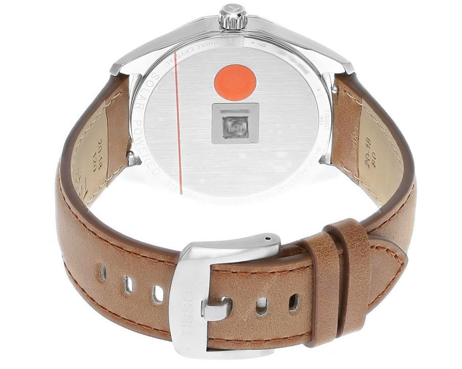 Tissot PRC 100 Solar Quartz Silver Dial Brown Leather Strap Watch for Men - T151.422.16.031.00