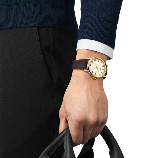 Tissot Classic Dream Ivory Dial Brown Leather Strap Watch for Men - T129.410.36.261.00