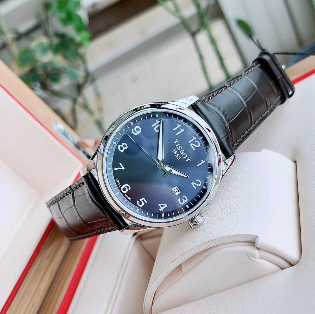 Tissot T-Sport Gent XL Blue Dial Brown Leather Strap Watch for Men - T116.410.16.047.00