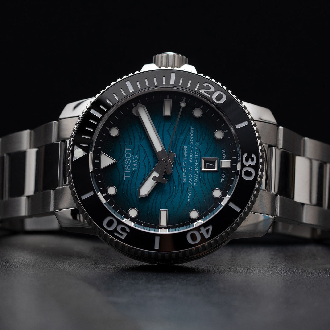 Tissot Seastar 2000 Professional Powermatic 80 Blue Dial Silver Steel Strap Watch for Men - T120.607.11.041.00
