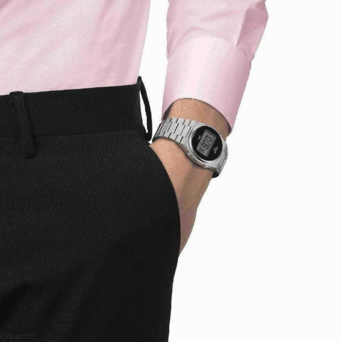Tissot Digital Quartz Black Dial Silver Steel Strap Watch for Men - T137.463.11.050.00