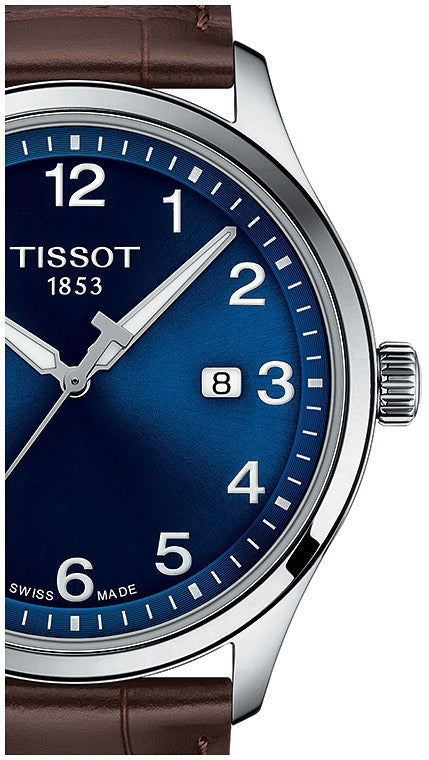 Tissot T-Sport Gent XL Blue Dial Brown Leather Strap Watch for Men - T116.410.16.047.00