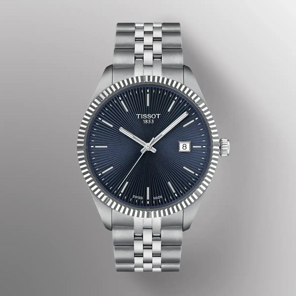 Tissot Ballade Quartz Blue Dial Silver Steel Strap Watch for Men - T156.410.11.041.00