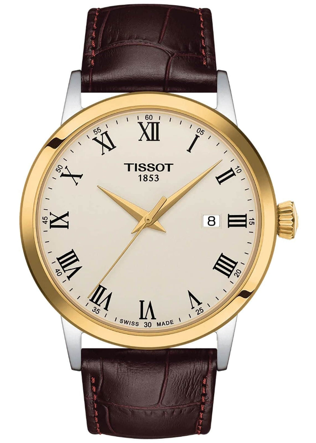 Tissot Classic Dream Ivory Dial Brown Leather Strap Watch for Men - T129.410.26.263.00