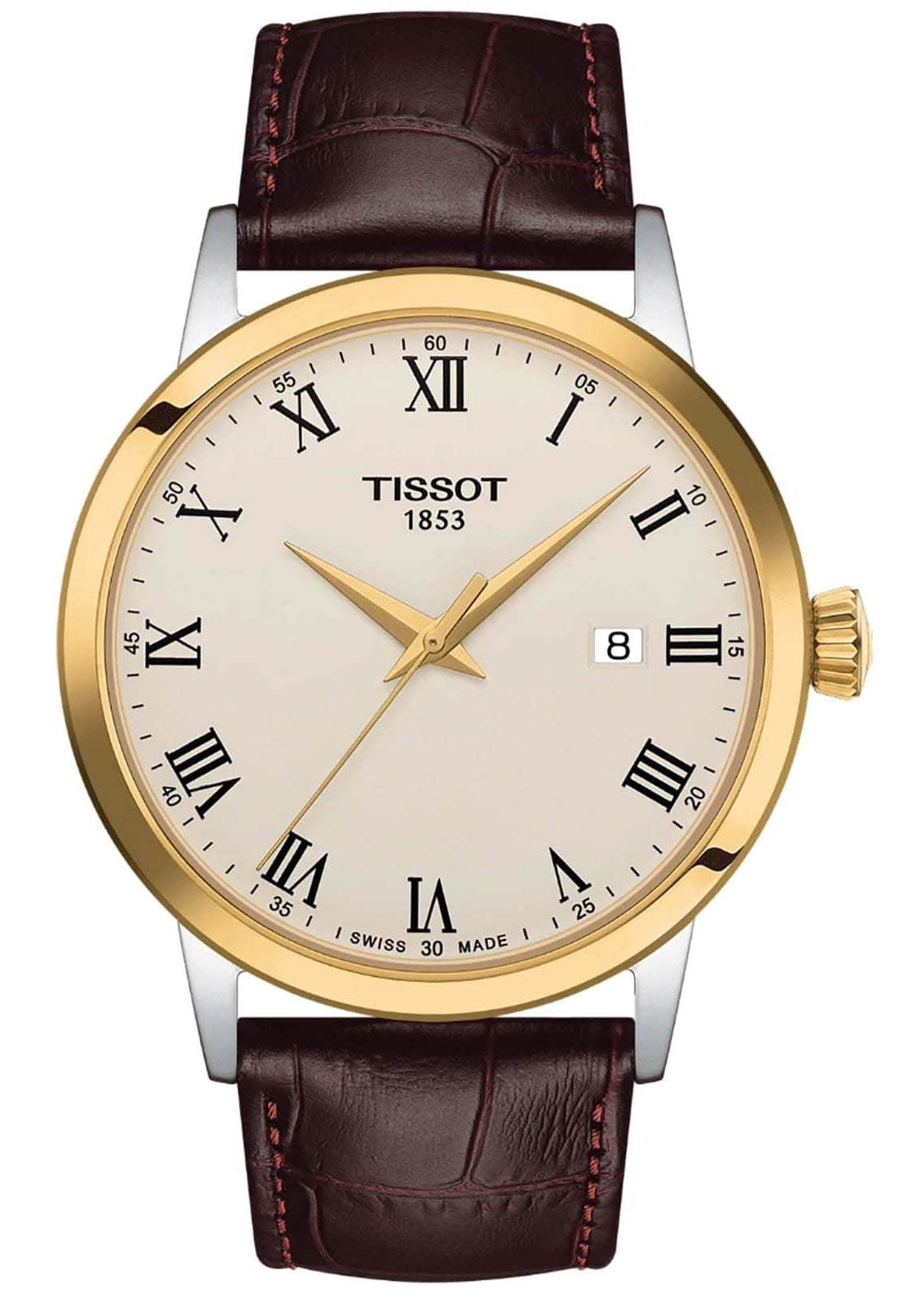 Tissot Classic Dream Ivory Dial Brown Leather Strap Watch for Men - T129.410.26.263.00