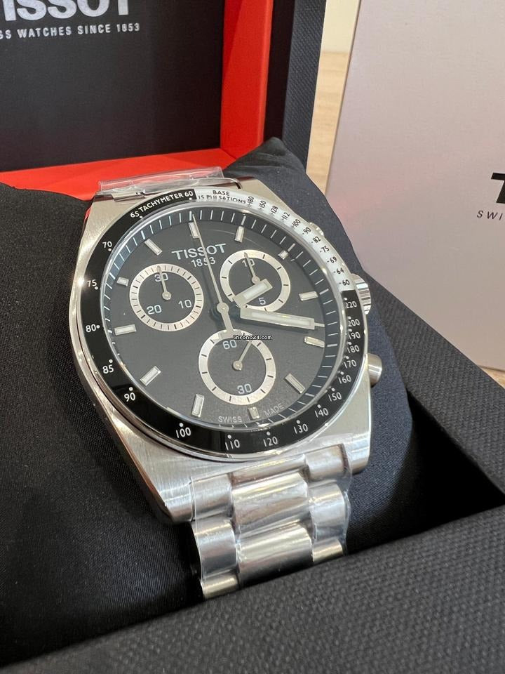 Tissot PR516 Chronograph Black Dial Silver Steel Strap Watch for Men - T149.417.11.051.00