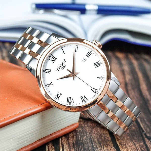 Tissot T Classic Dream Quartz White Dial Two Tone Steel Strap Watch for Men - T129.410.22.013.00
