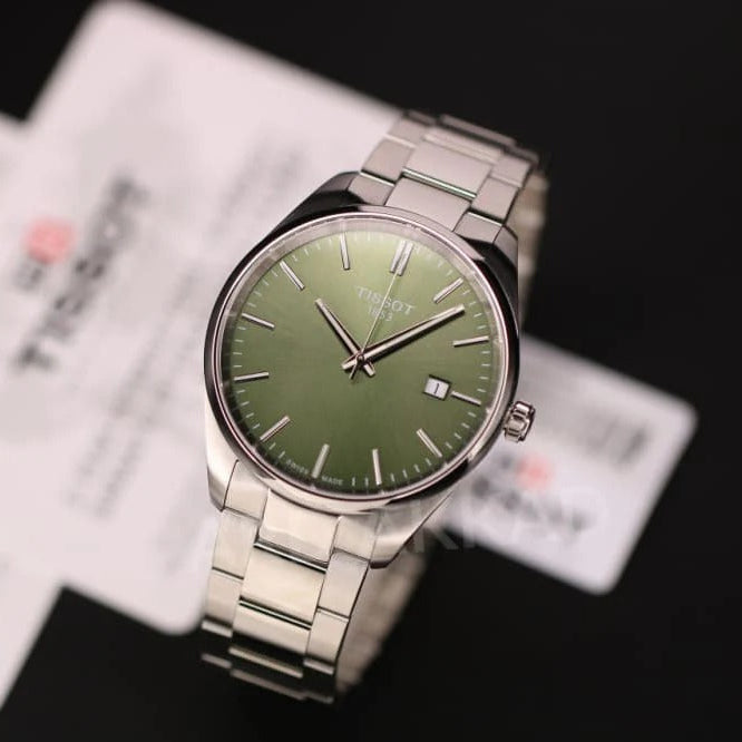 Tissot PR 100 Green Dial Silver Steel Strap Watch for Men - T150.410.11.091.00