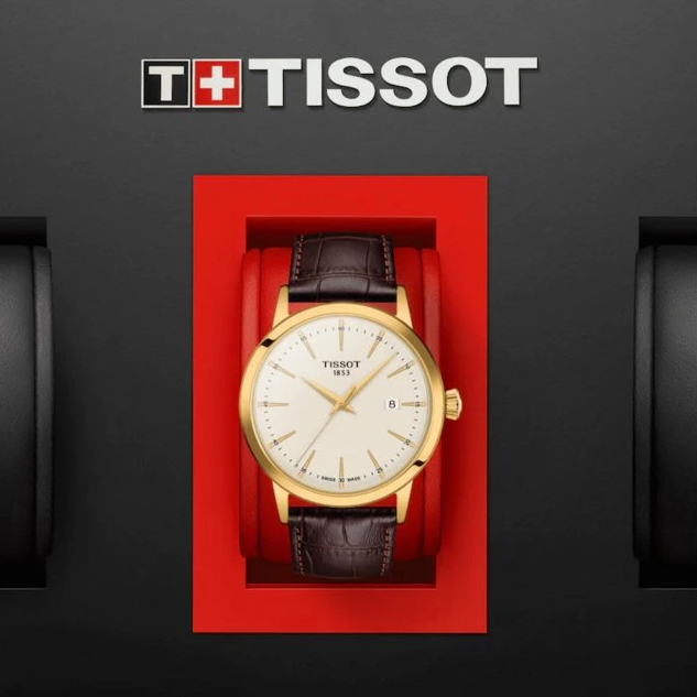 Tissot Classic Dream Ivory Dial Brown Leather Strap Watch for Men - T129.410.36.261.00
