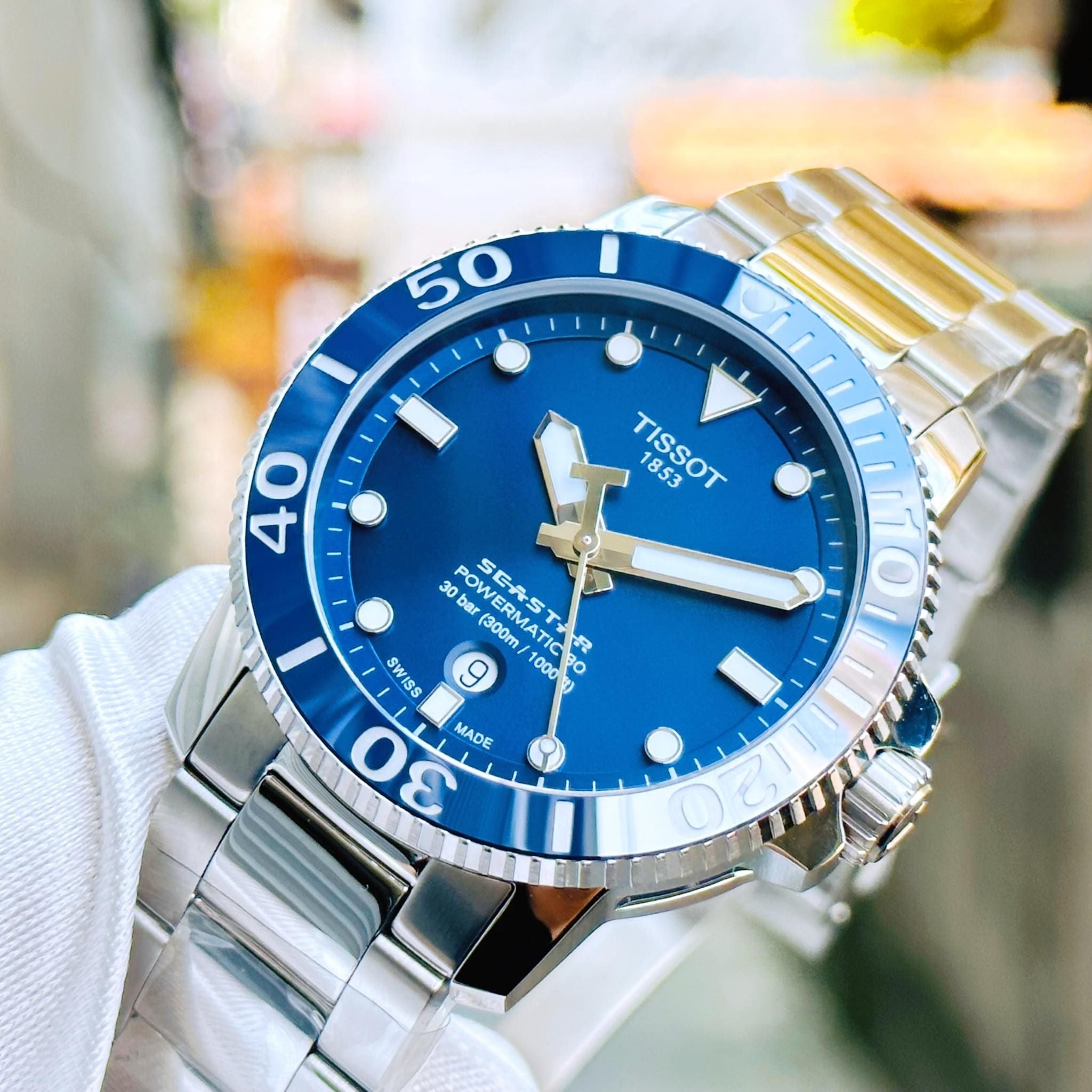 Tissot Seastar 1000 Powermatic 80 Blue Dial Silver Steel Strap Watch for Men - T120.407.11.041.03