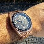 Tissot PRS 516 Chronograph Black Dial Rose Gold Steel Strap Watch for Men - T149.417.33.051.00