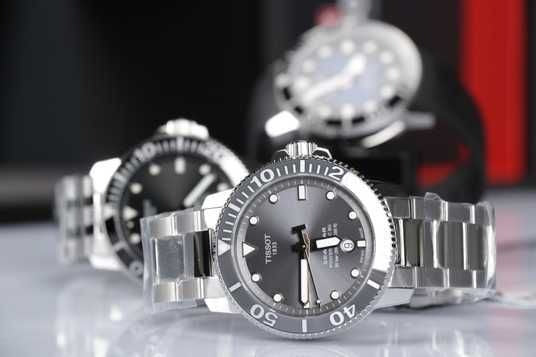 Tissot Seastar 1000 Powermatic 80 Grey Dial Silver Steel Strap Watch for Men - T120.407.11.081.01