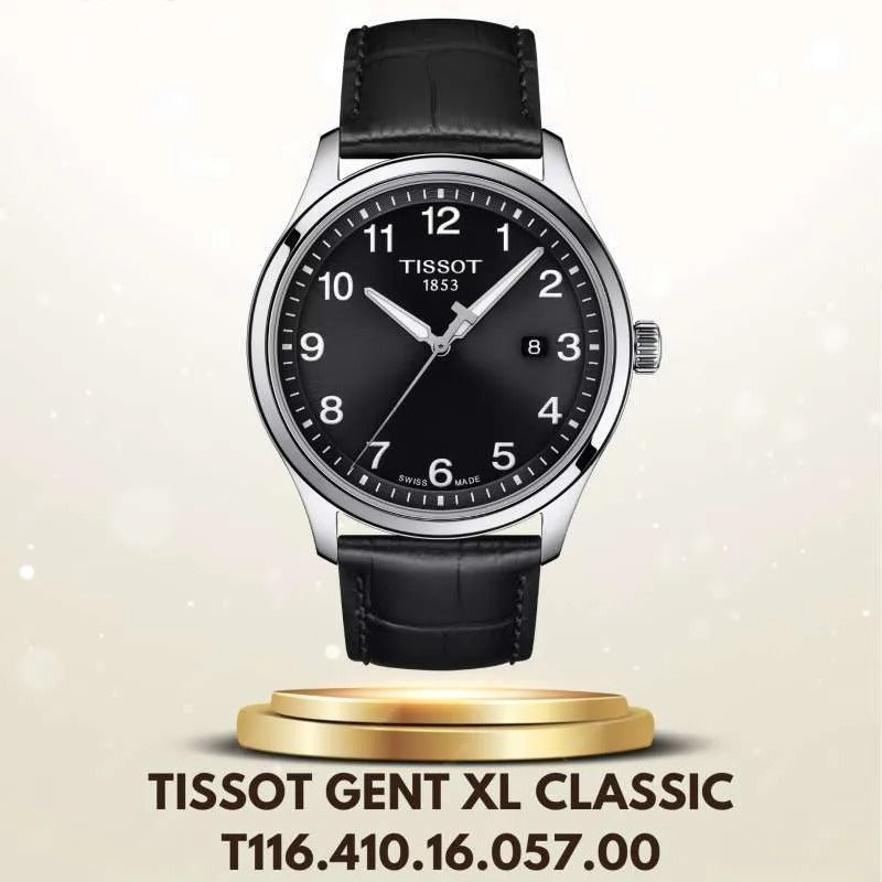 Tissot T-Sport Gent XL Black Dial Black Leather Strap Watch for Men - T116.410.16.057.00
