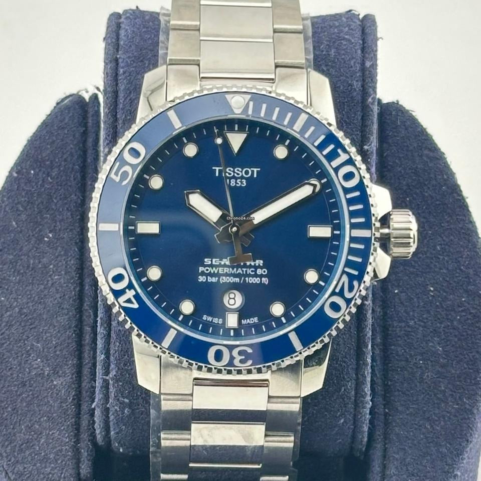 Tissot Seastar 1000 Powermatic 80 Blue Dial Silver Steel Strap Watch for Men - T120.407.11.041.03