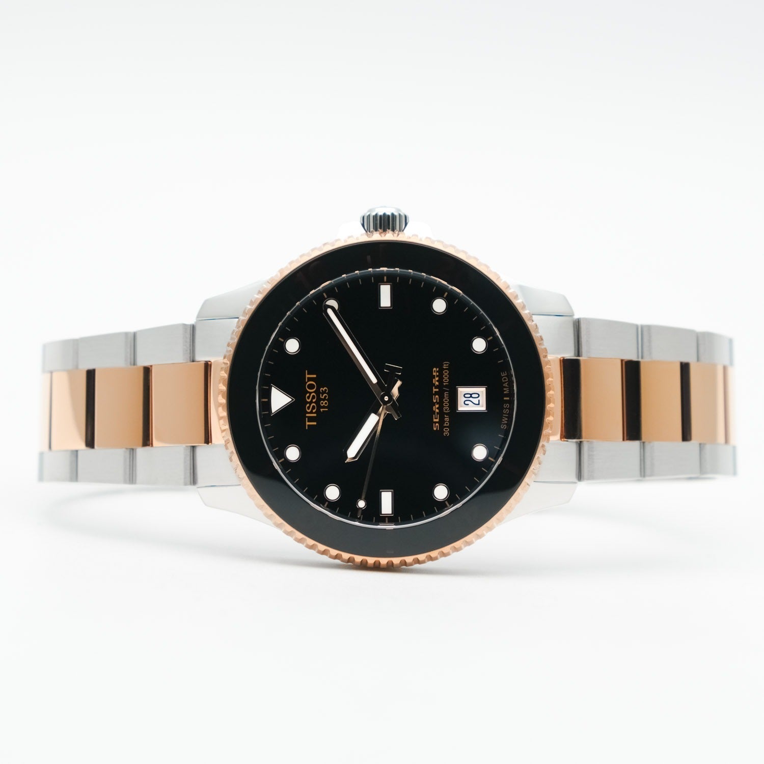 Tissot Seastar 1000 Quartz Black Dial Two Tone Steel Strap Watch for Men - T120.410.22.051.01