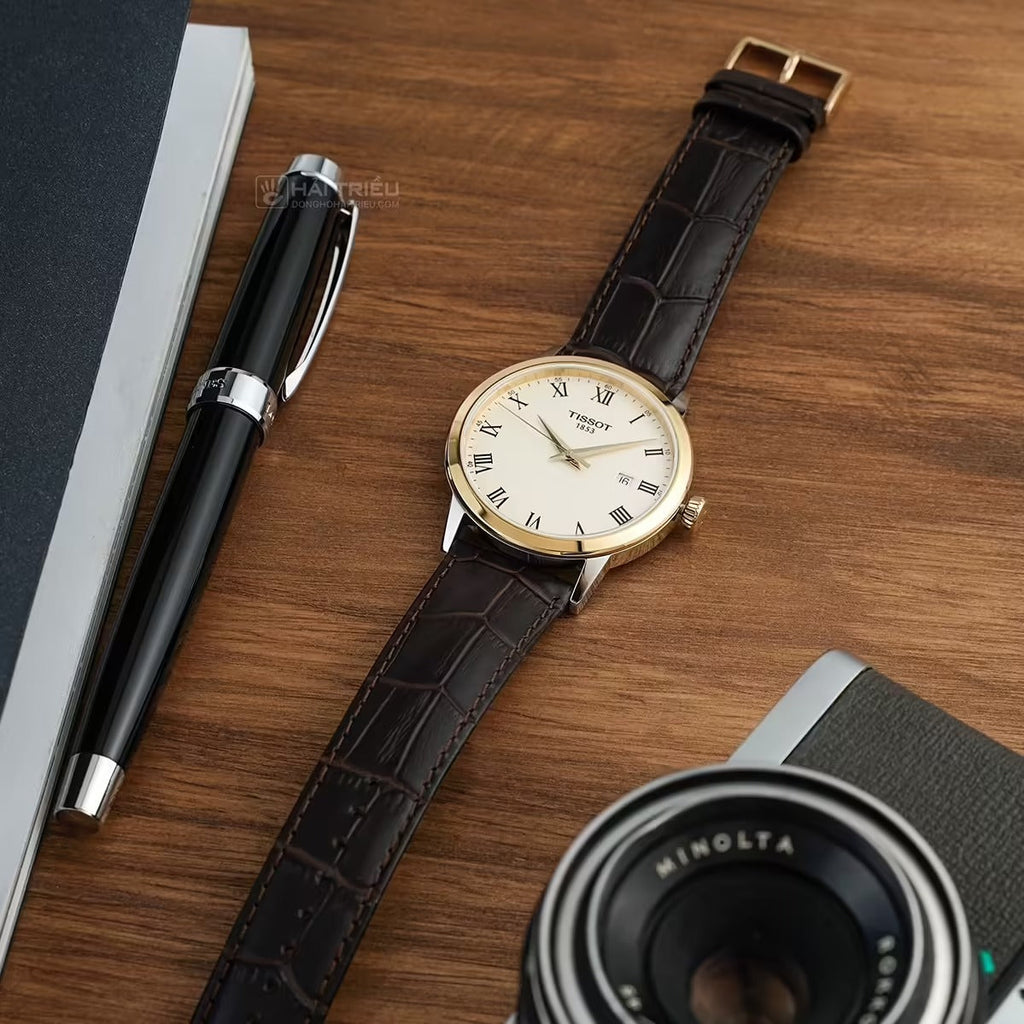 Tissot Classic Dream Ivory Dial Brown Leather Strap Watch for Men - T129.410.26.263.00