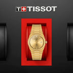 Tissot PRX 25mm Gold DIal Gold Steel Strap Watch for Women - T137.010.33.021.00