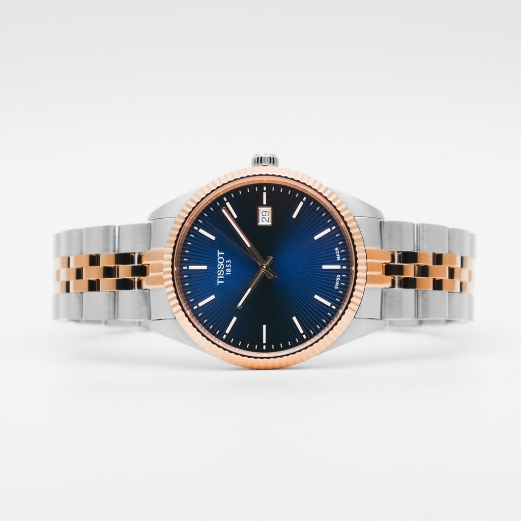 Tissot Ballade Quartz Blue Dial Two Tone Steel Strap Watch for Men - T156.410.22.041.00