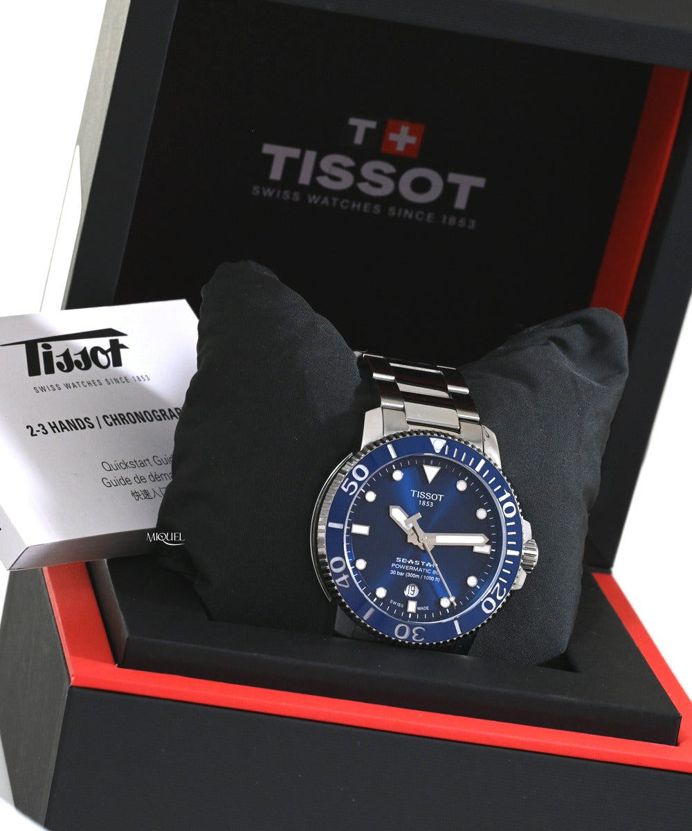 Tissot Seastar 1000 Powermatic 80 Blue Dial Silver Steel Strap Watch for Men - T120.407.11.041.03
