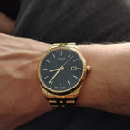 Tissot Ballade Quartz Black Dial Gold Steel Strap Watch for Men - T156.410.33.051.00