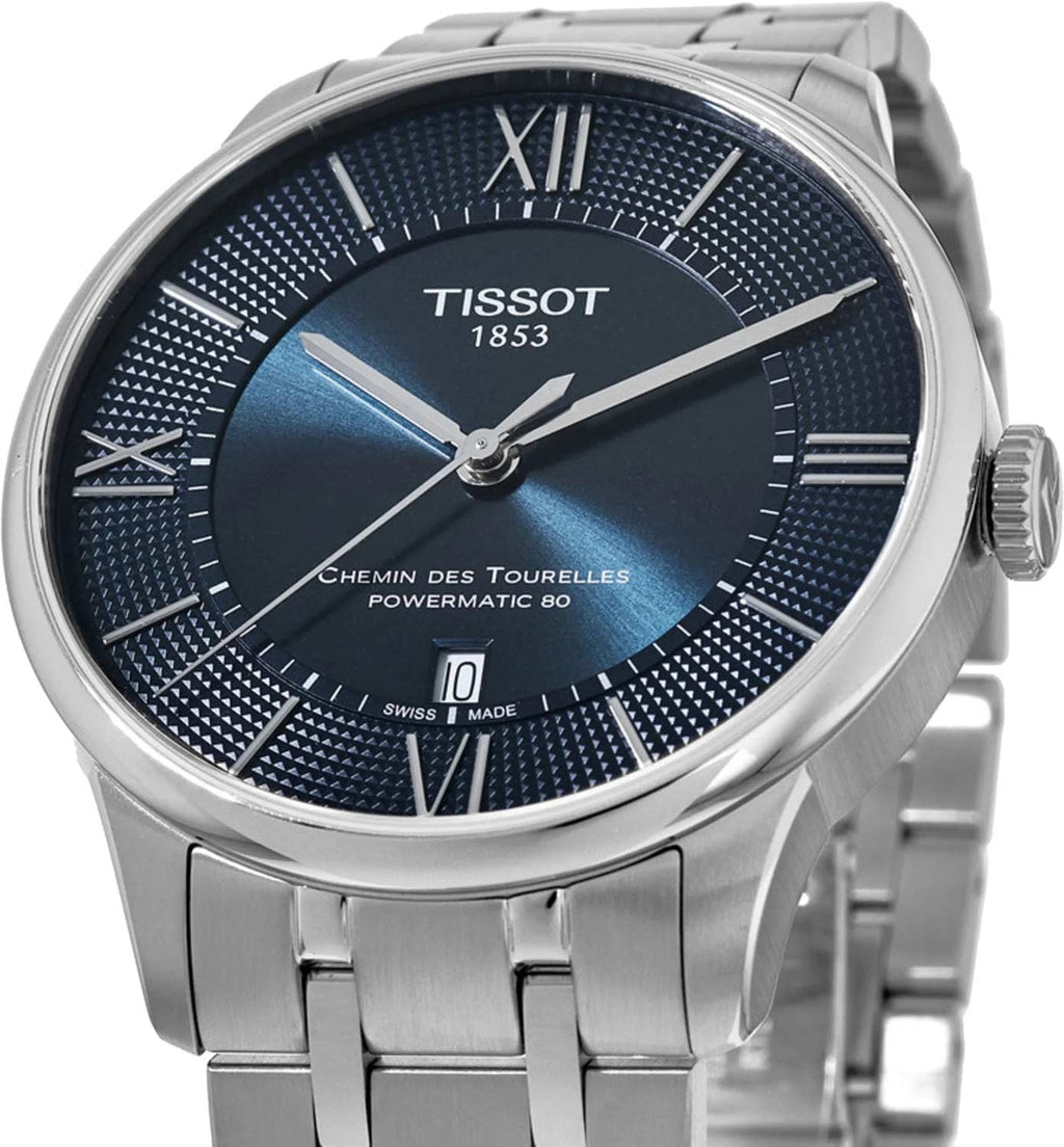 Tissot Chemin Des Tourelles Powermatic 80 Blue Dial Silver Steel Strap Watch for Men - T139.407.11.048.00