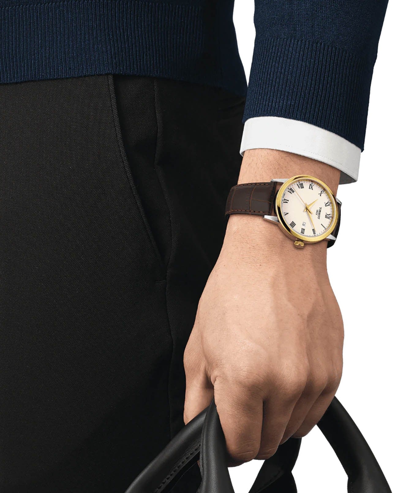 Tissot Classic Dream Ivory Dial Brown Leather Strap Watch for Men - T129.410.26.263.00
