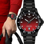 Tissot Seastar 1000 Red Dial Black Steel Strap Watch for Men - T120.410.33.421.00