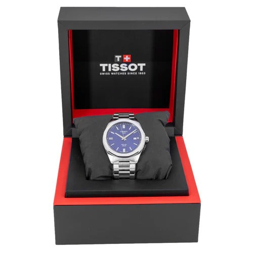Tissot PRC 100 Solar Quartz Blue Dial Silver Steel Strap Watch for Men - T151.422.11.041.00