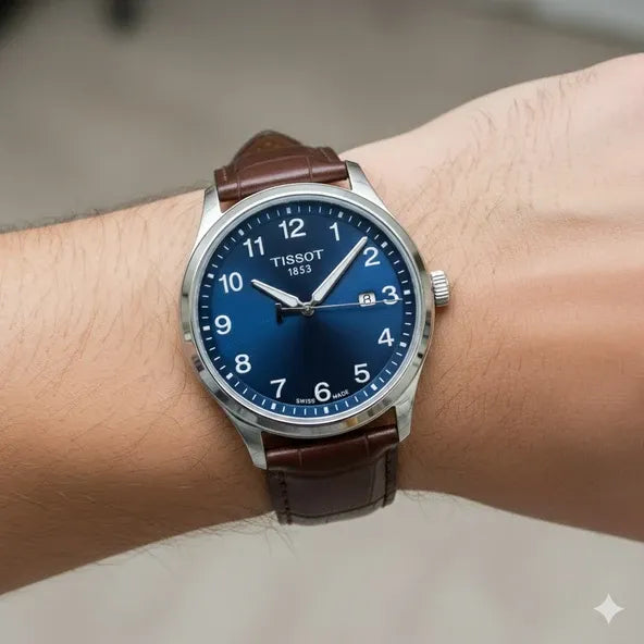 Tissot T-Sport Gent XL Blue Dial Brown Leather Strap Watch for Men - T116.410.16.047.00