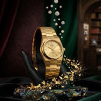 Tissot PRX 25mm Gold DIal Gold Steel Strap Watch for Women - T137.010.33.021.00