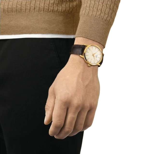 Tissot Classic Dream Ivory Dial Brown Leather Strap Watch for Men - T129.410.36.261.00