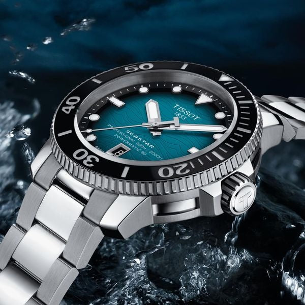 Tissot Seastar 2000 Professional Powermatic 80 Blue Dial Silver Steel Strap Watch for Men - T120.607.11.041.00