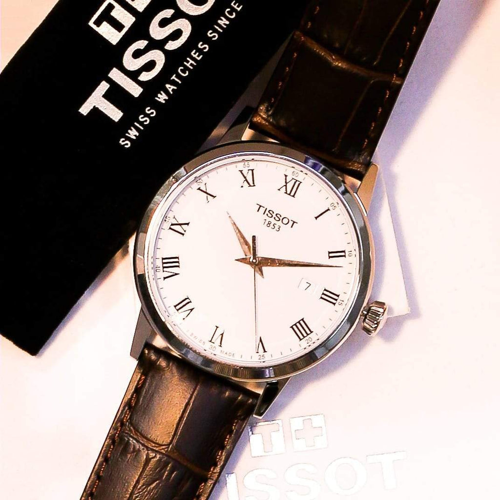 Tissot T Classic Dream Quartz White Dial Brown Leather Strap Watch for Men - T129.410.16.013.00