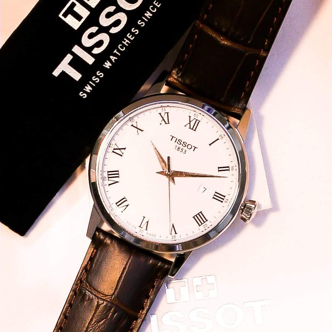 Tissot T Classic Dream Quartz White Dial Brown Leather Strap Watch for Men - T129.410.16.013.00