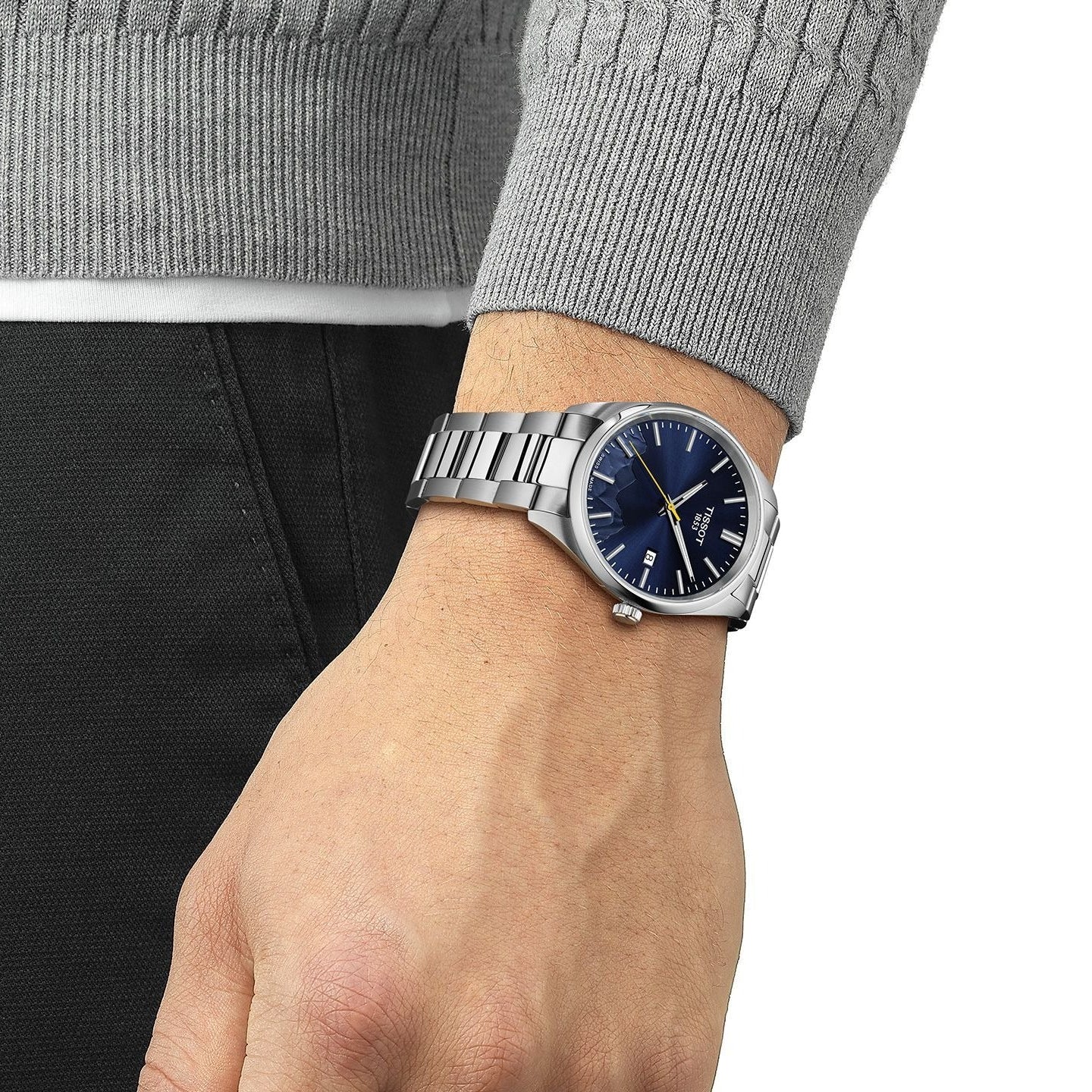 Tissot PR 100 Blue Dial Silver Steel Strap Watch for Men - T150.410.11.041.00