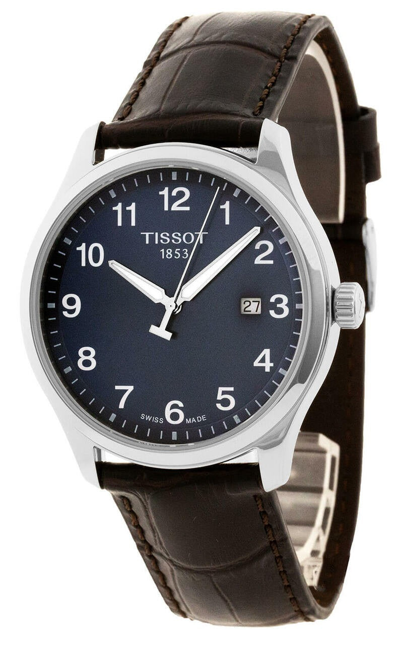 Tissot T-Sport Gent XL Blue Dial Brown Leather Strap Watch for Men - T116.410.16.047.00