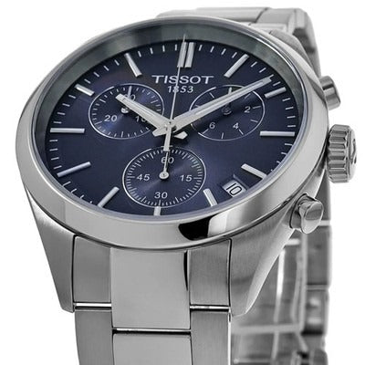 Tissot PR 100 Chronograph Blue Dial Silver Steel Strap Watch for Men - T150.417.11.041.00