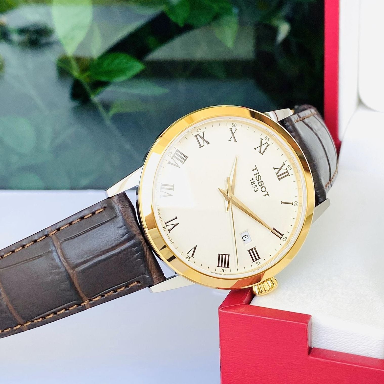 Tissot Classic Dream Ivory Dial Brown Leather Strap Watch for Men - T129.410.26.263.00